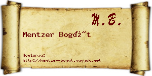 Mentzer Bogát névjegykártya